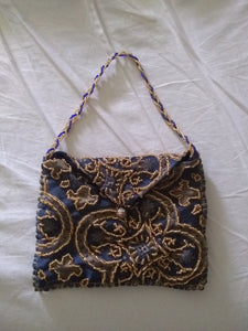 Custom navy blue and gold evening bag